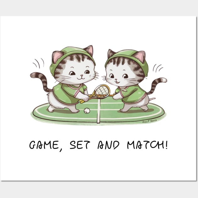 Two cute cats playing tennis Wall Art by CocoPlageStore